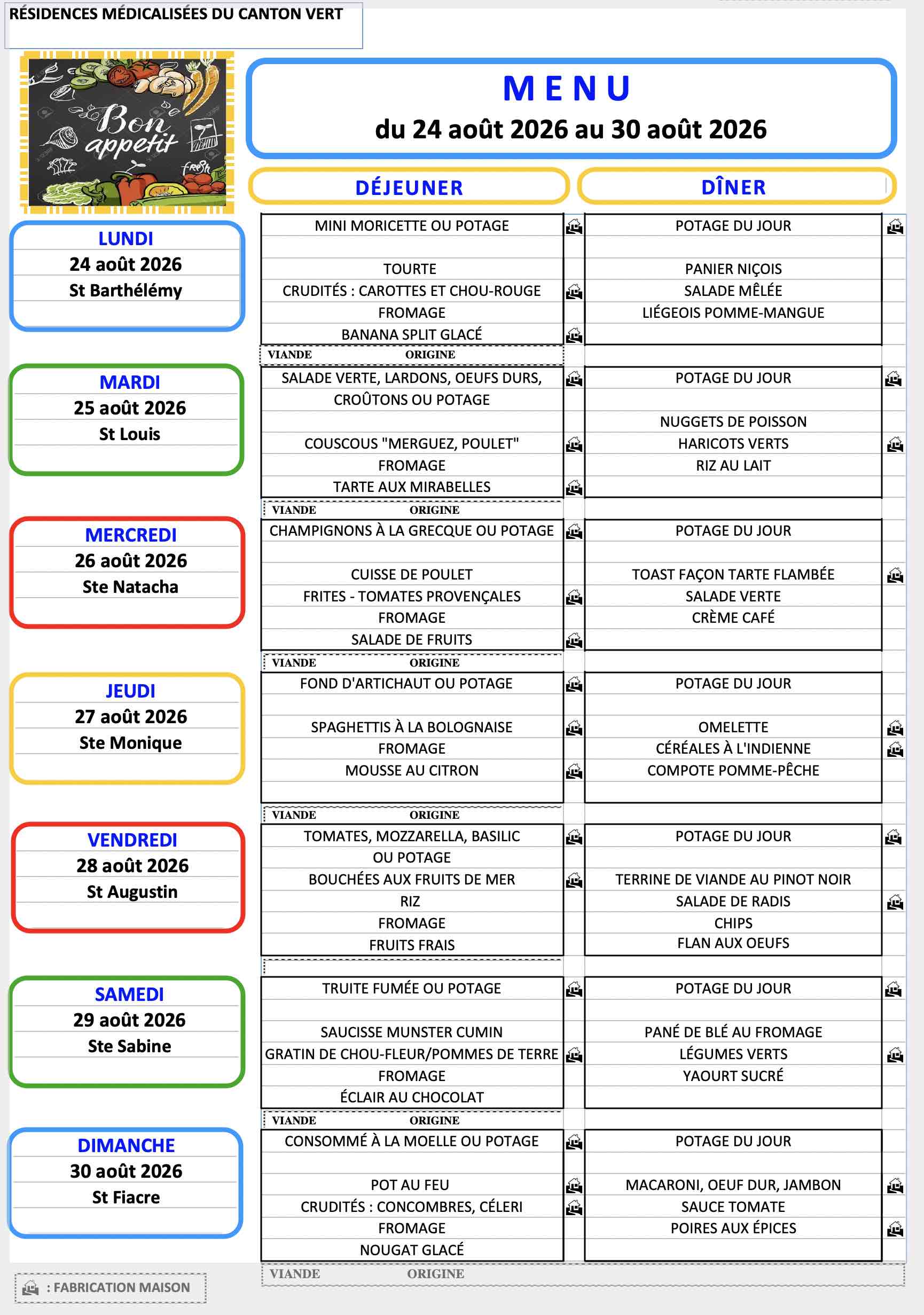 Menu du 24 au 300826